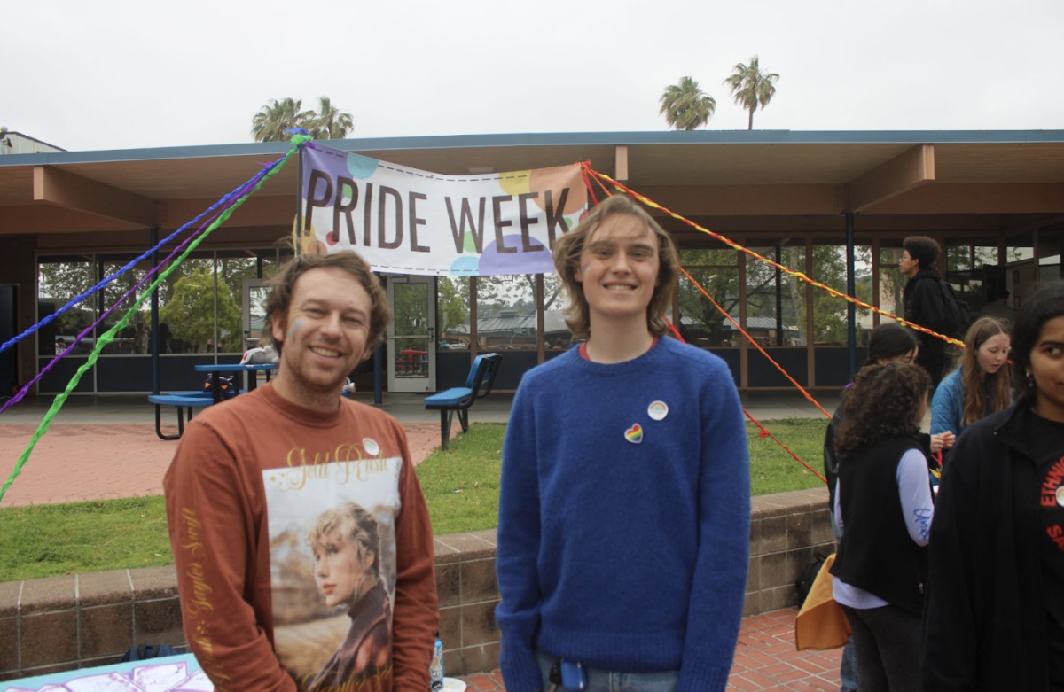 Mr. Clow and junior Ben Watson at Pride Week's Day of Silence event.